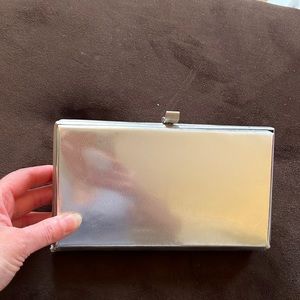 Beautiful vintage 1950s or 1960s metallic silver evening clutch bag or purse
